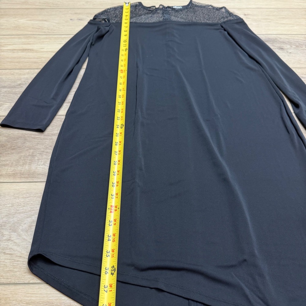 DKNY Womens Black Cold Shoulder Mesh Long Sleeve Dress Whimsigoth Large - Picture 11 of 12